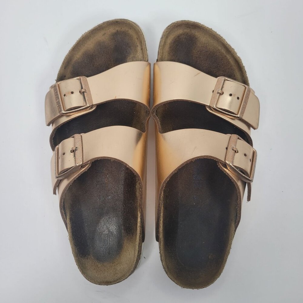 Birkenstock Arizona Women's Rose Gold Metallic Leather Sandals US 9 EU 40 - Picture 6 of 8